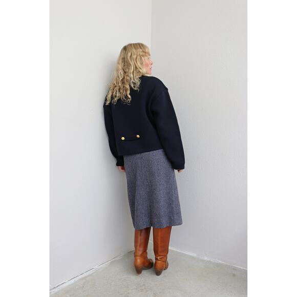 2000's Vintage F. by Faconnable French Navy Wool Cardigan Men's LG Women's LG XL - Picture 7 of 7